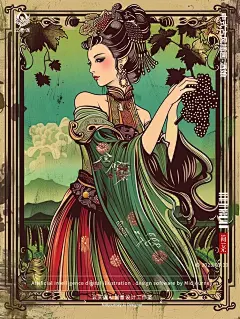 古风插画-葡萄酒娘 - 小红书