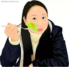吃生菜的女性韩国商业矢量图AI|插画|插图|韩国|绘画|卡通|卡通人物|卡通人物图片|漫画|漫画人物|人物素材|人物图片|商业|矢量人物|矢量图|市场|手绘|线描