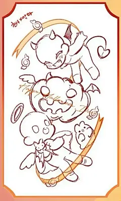 双人互动q版模板素材 - 小红书