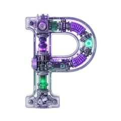 机械机甲创意英文字符字母P
