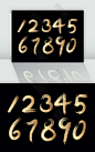 手写金色数字设计矢量素材  艺术字体