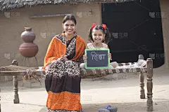 乡村,女儿,母亲,拿着,小屋,肖像,笔迹,25岁到29岁,粉笔,儿童