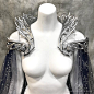 Fantasy Starry Collar Cloak ~ Wicca Cape Witch Outfit Celestial Bridal Elven Gothic Pagan Medieval Dress Cape ~ Venice Carnival Ball Costume : This listing is for the navy blue starry cape with beautiful plastic silver collar. It’s not 3D printing. The co