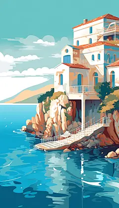 扁平风外国地标建筑插画