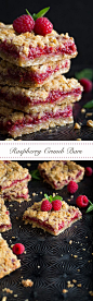 Raspberry Crumb Bars - these are so easy to make and they use 7 basic ingredients you likely already have on hand. You can use any flavor jam you'd like.: 