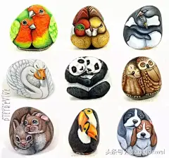 国外萌妹子，在石头上做手绘插画，点石成金，石头成无价的艺术品