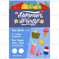 海报,夏天,偏好,模板,饮料,可爱的,含酒精饮料,背景分离,度假,聚会