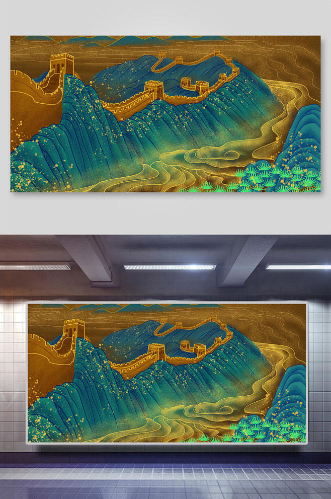 大气国潮中国风插画背景素材