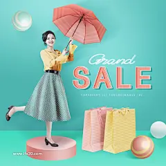 sale活动购物节美女促销活动海报PSD素材_平面广告_长沙乐享云网络科技有限公司