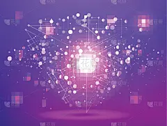 抽象技术空间星系。连接线和点。连接科学与技术。分子结构dna或神经元组成。点，线，和星星和宇宙的形状