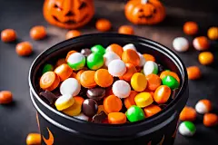 甘甜的万圣节派对上糖果摄影图片