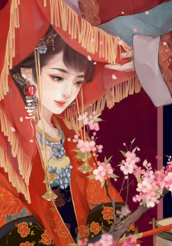 古风插画cg壁纸同人古装美人手绘鼠绘厚涂唯美水墨中国风橙光