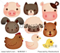 Collection of cute farm animals - Vector  file EPS10