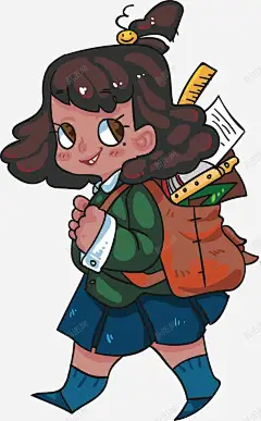 背着书包上学的女孩 页面网页 平面电商 创意素材