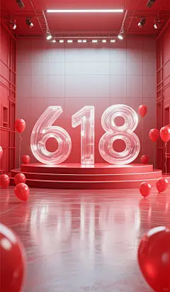 狂欢购｜618红色热闹直播间绿幕背景 - 小红书