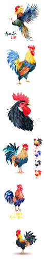 创意手绘水彩雄鸡公鸡鸡年矢量素材图案平面设计喷印印图案卡片纸2017鸡年素材水彩喷涂图案涂鸦图片背景海报素材
