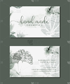 一套访问卡为天然有机草药化妆品。优雅的品牌设计