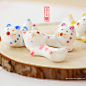 陶瓷zakka杂货手绘小动物可爱小猫筷架/猫咪工艺摆件家居摆饰4只