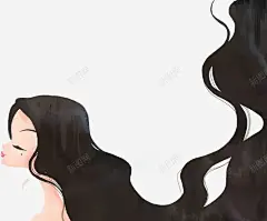 手绘长发女郎海报高清素材 平面电商 创意素材 png素材