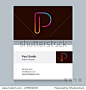 Logo alphabet letter "P", with business card template. Vector graphic design elements for your company logo.-商业/金融,符号/标志-海洛创意（HelloRF） - 站酷旗下品牌 - Shutterstock中国独家合作伙伴