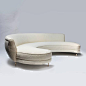 Italian Curved Sofa with Brass Legs 2