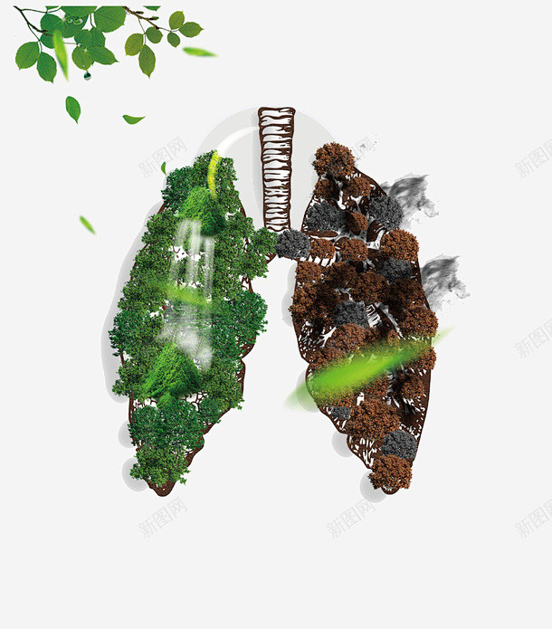绿色创意肺部插画 免抠png 设计图片 免费下载 页面网页 平面电商 创意素材