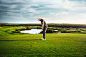 deka investments golf : golf player with splash illustration