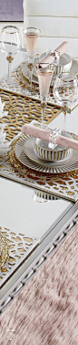 Blush Place Setting with Gold and White Prints and Textures