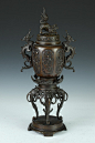 JAPANESE BRONZE CENSER, Meiji Period. - 19 in. high.