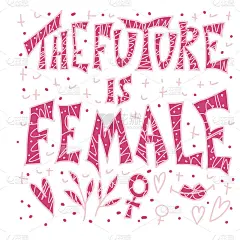 未来是女性的。矢量手绘报价。