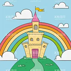 城堡  - 源文件下载【酷图网】城堡,童话,卡通,手绘,插图,建筑,童话城堡,梦幻城堡