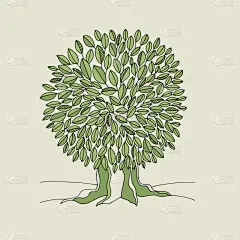 橡树,绿色,动物手,环境,直的,植物群,枝繁叶茂,植物,线条画,绘制