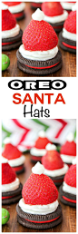 These Oreo Santa hats make a delicious dessert at any Christmas table. Oreo Santa hats are super festive and easy to make. Enjoy!