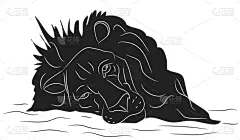 狮子,绘画插图,传统,运动,野生动物,肖像,动物,剪影,复古