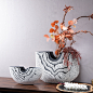 中式陶瓷花瓶 仿木纹年轮家居装饰样板间玄关创意软装花器工艺品-淘宝网