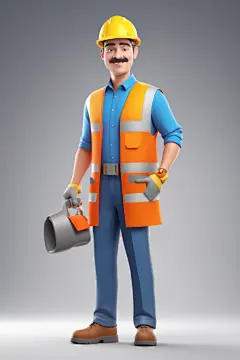 土木工程施工工程师人物模型