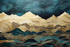 河流山川装饰画国潮新中式艺术画作图片