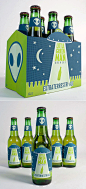 【包装设计】“Little Green Man”小绿人啤酒，包装底部小字注明“人类要年满21岁才可消费此产品”