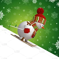 三维图形,滑雪运动,雪人,角落,空白的,可爱的,请柬,贺卡,运动