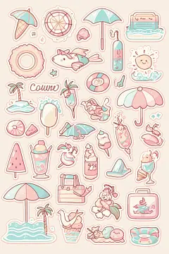 盛夏元素插图风格