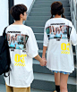 neos（ネオス）の「【neos -addictive design-】ビッグシルエット バックプリント ロゴ フォト 花柄 クルーネック Tシャツ（Tシャツ/カットソー）」｜ホワイト系その他 