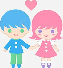 卡通小男孩跟小女孩高清素材 儿童 儿童插画 动画 卡通 可爱 扁平化 手拉手 元素 免抠png 设计图片 免费下载 页面网页 平面电商 创意素材