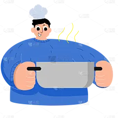 扁平风夸张人物插画-做饭男孩