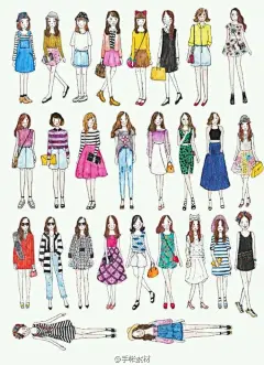【素材】小女孩+蝴蝶结（图片来自网络） ​#手帐素材插画手绘##简笔画# ​​​​