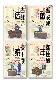 古法酿酒文化酒馆白酒四联海报