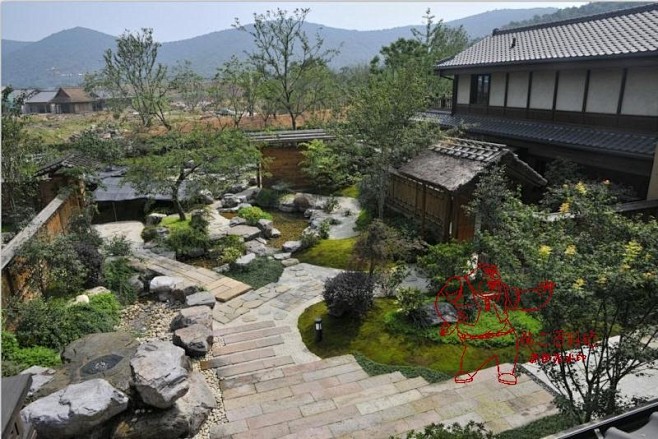 中式日式 民宿客栈禅意 度假村酒店 实景...