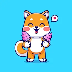 可爱卡通柴犬小狗插画矢量图素材