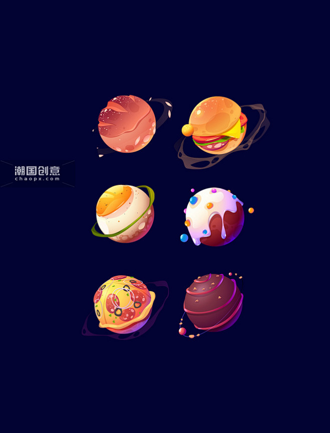 糖果质感多色渐变美食星球宇宙图标icon...