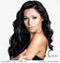 Woman with beauty long brown hair - posing at studio