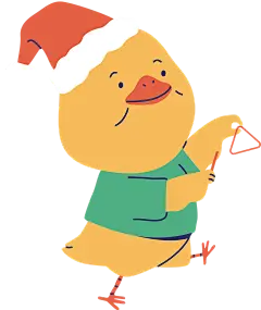 可爱手绘色块圣诞节动物表演插画贴纸元素鸭子